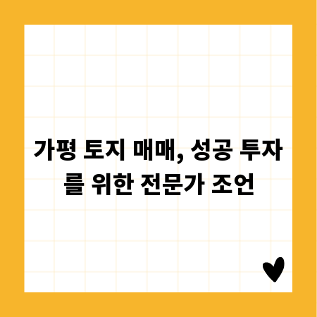 가평 토지 매매, 성공 투자를 위한 전문가 조언