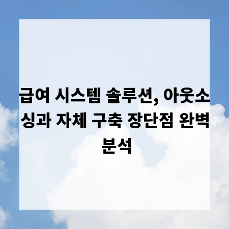 급여 시스템 솔루션, 아웃소싱과 자체 구축 장단점 완벽 분석