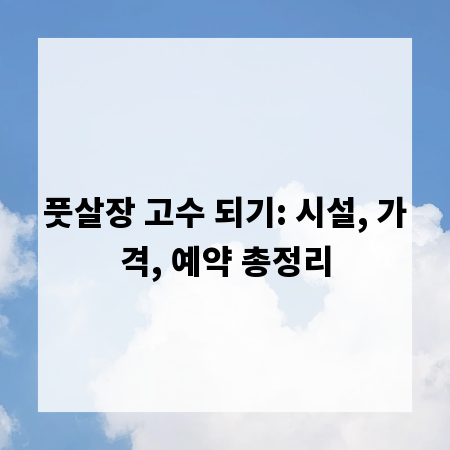 풋살장 고수 되기: 시설, 가격, 예약 총정리