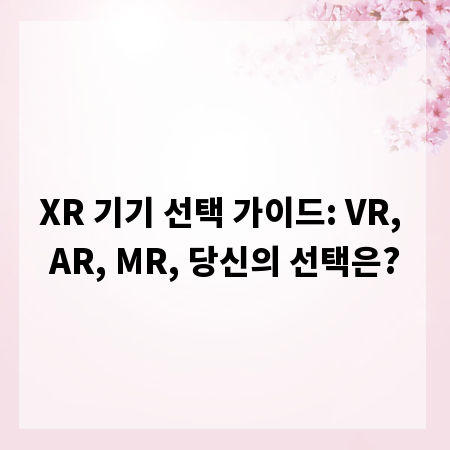 XR 기기 선택 가이드: VR, AR, MR, 당신의 선택은?