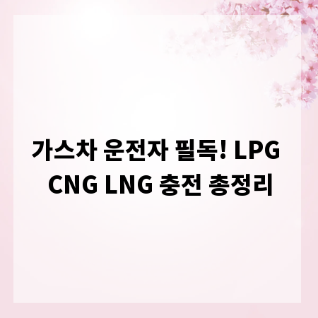 가스차 운전자 필독! LPG CNG LNG 충전 총정리