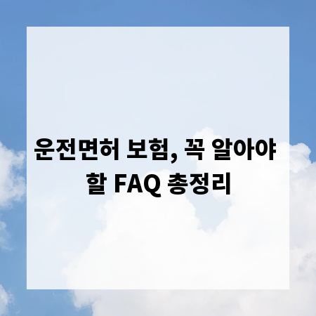 운전면허 보험, 꼭 알아야 할 FAQ 총정리