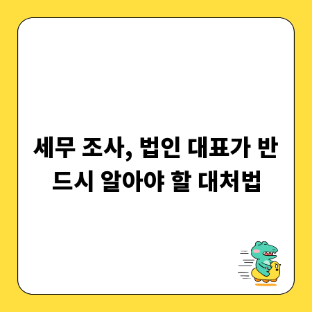 세무 조사, 법인 대표가 반드시 알아야 할 대처법