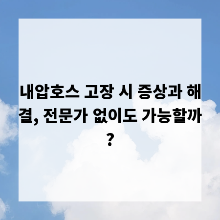 내압호스 고장 시 증상과 해결, 전문가 없이도 가능할까?
