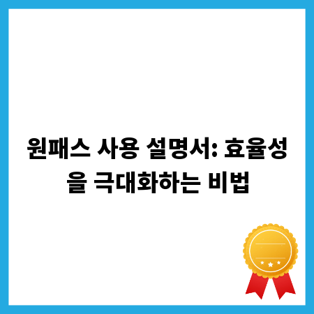 원패스 사용 설명서: 효율성을 극대화하는 비법
