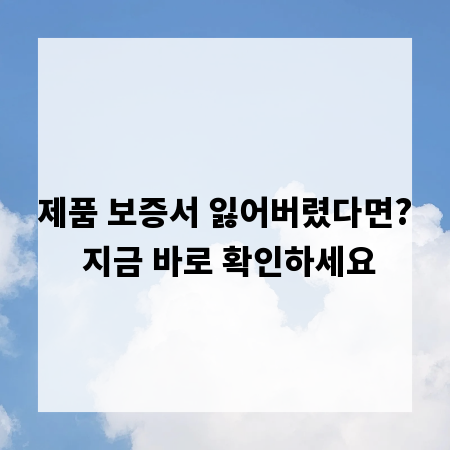 제품 보증서 잃어버렸다면? 지금 바로 확인하세요