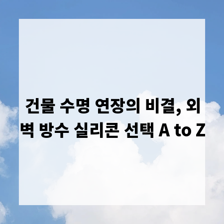 건물 수명 연장의 비결, 외벽 방수 실리콘 선택 A to Z