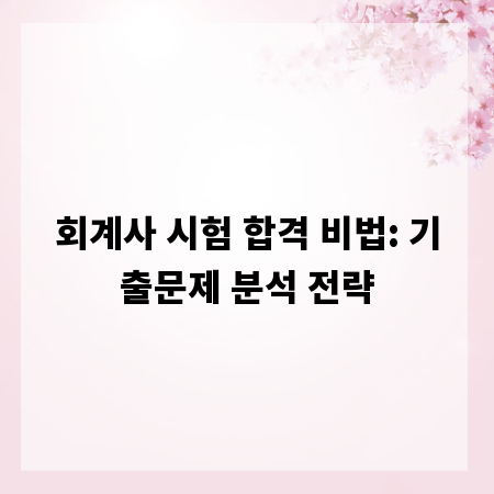 회계사 시험 합격 비법: 기출문제 분석 전략