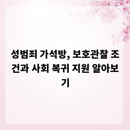 성범죄 가석방, 보호관찰 조건과 사회 복귀 지원 알아보기