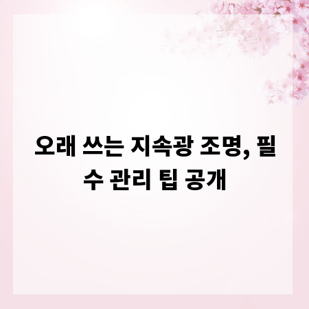오래 쓰는 지속광 조명, 필수 관리 팁 공개