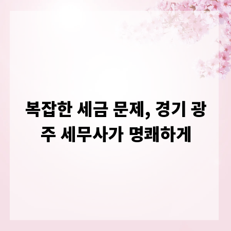 복잡한 세금 문제, 경기 광주 세무사가 명쾌하게