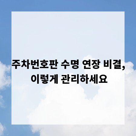 주차번호판 수명 연장 비결, 이렇게 관리하세요