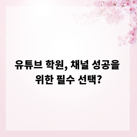 유튜브 학원, 채널 성공을 위한 필수 선택?