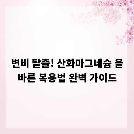 변비 탈출! 산화마그네슘 올바른 복용법 완벽 가이드