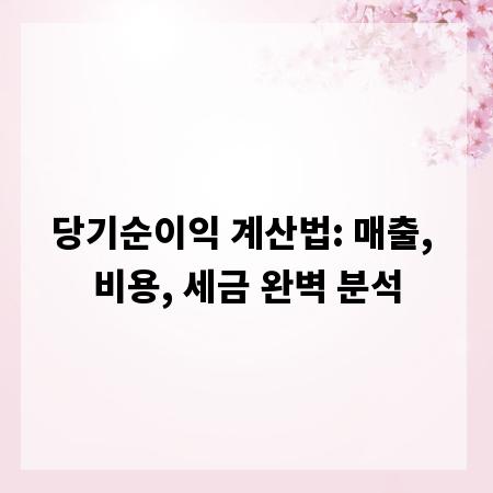 당기순이익 계산법: 매출, 비용, 세금 완벽 분석