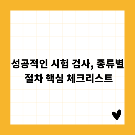 성공적인 시험 검사, 종류별 절차 핵심 체크리스트