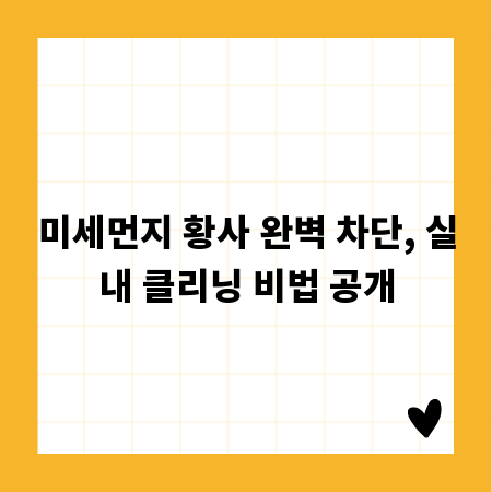 미세먼지 황사 완벽 차단, 실내 클리닝 비법 공개