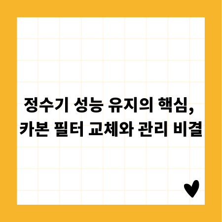 정수기 성능 유지의 핵심, 카본 필터 교체와 관리 비결