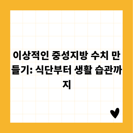 이상적인 중성지방 수치 만들기: 식단부터 생활 습관까지