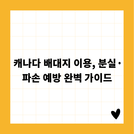 캐나다 배대지 이용, 분실&middot;파손 예방 완벽 가이드