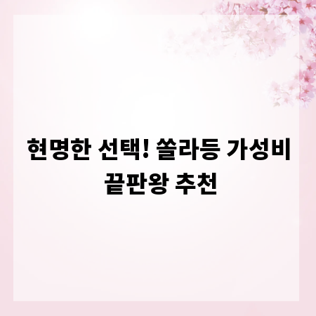 현명한 선택! 쏠라등 가성비 끝판왕 추천