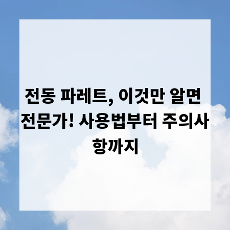 전동 파레트, 이것만 알면 전문가! 사용법부터 주의사항까지