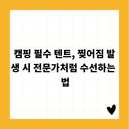 캠핑 필수 텐트, 찢어짐 발생 시 전문가처럼 수선하는 법