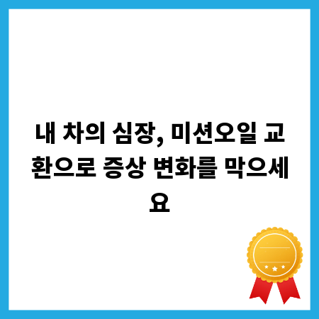 내 차의 심장, 미션오일 교환으로 증상 변화를 막으세요