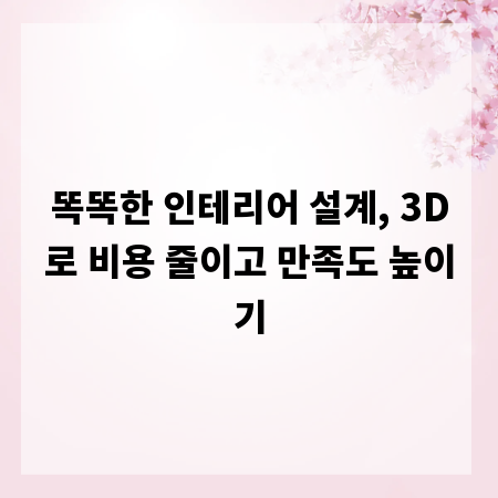 똑똑한 인테리어 설계, 3D로 비용 줄이고 만족도 높이기