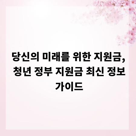 당신의 미래를 위한 지원금, 청년 정부 지원금 최신 정보 가이드
