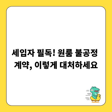 세입자 필독! 원룸 불공정 계약, 이렇게 대처하세요