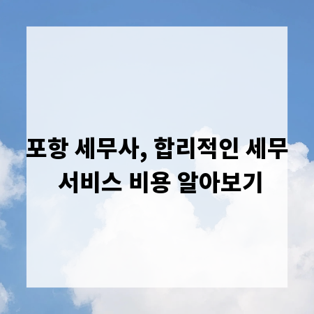 포항 세무사, 합리적인 세무 서비스 비용 알아보기
