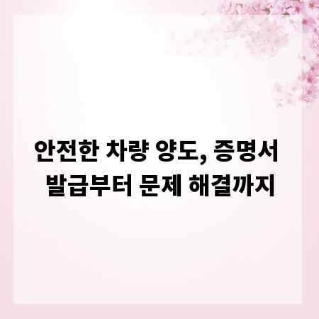 안전한 차량 양도, 증명서 발급부터 문제 해결까지