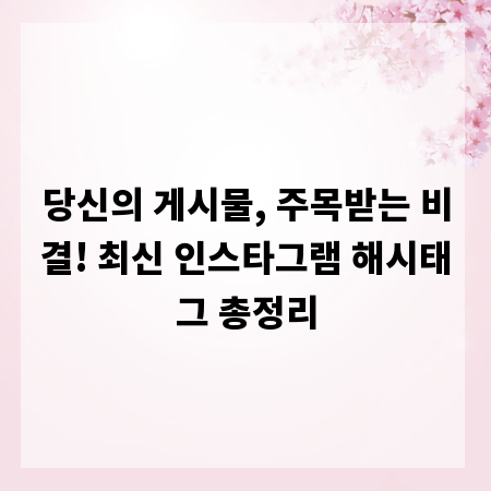 당신의 게시물, 주목받는 비결! 최신 인스타그램 해시태그 총정리