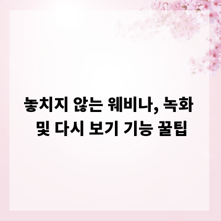 놓치지 않는 웨비나, 녹화 및 다시 보기 기능 꿀팁