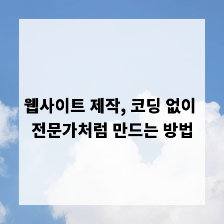 웹사이트 제작, 코딩 없이 전문가처럼 만드는 방법