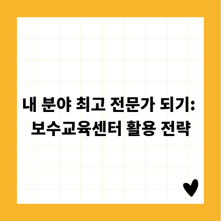 내 분야 최고 전문가 되기: 보수교육센터 활용 전략