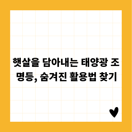 햇살을 담아내는 태양광 조명등, 숨겨진 활용법 찾기