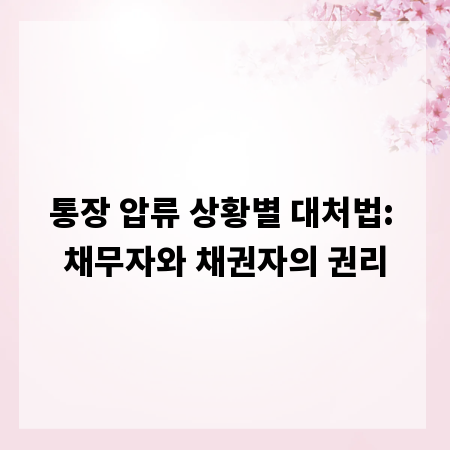 통장 압류 상황별 대처법: 채무자와 채권자의 권리