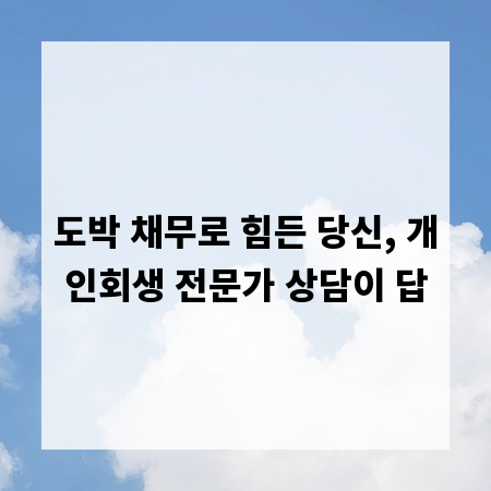 도박 채무로 힘든 당신, 개인회생 전문가 상담이 답