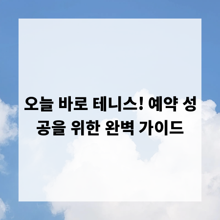 오늘 바로 테니스! 예약 성공을 위한 완벽 가이드