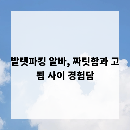 발렛파킹 알바, 짜릿함과 고됨 사이 경험담