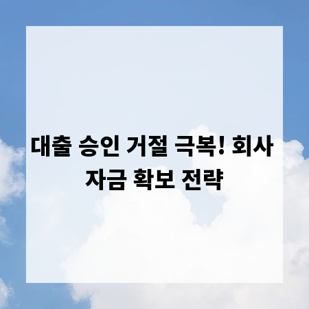 대출 승인 거절 극복! 회사 자금 확보 전략