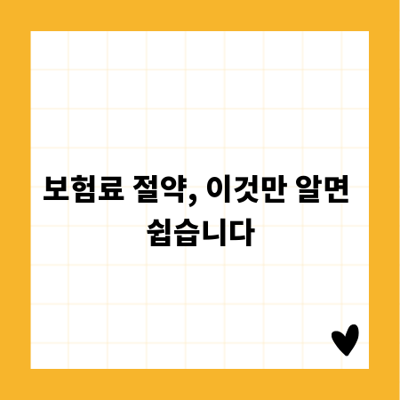 보험료 절약, 이것만 알면 쉽습니다