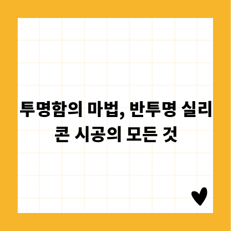 투명함의 마법, 반투명 실리콘 시공의 모든 것