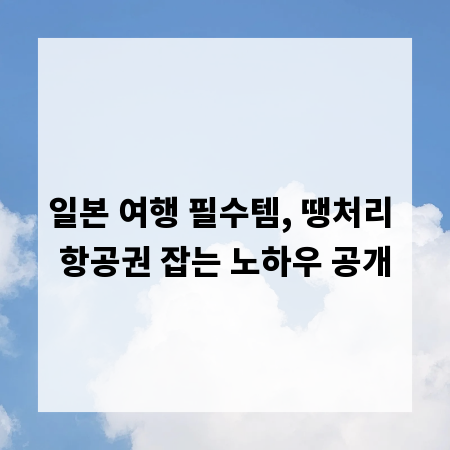 일본 여행 필수템, 땡처리 항공권 잡는 노하우 공개