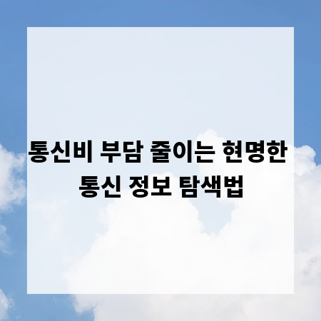 통신비 부담 줄이는 현명한 통신 정보 탐색법