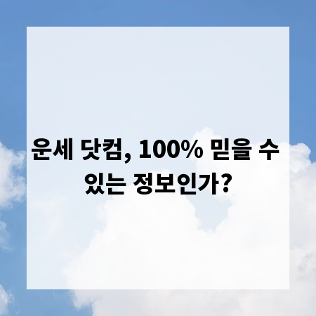 운세 닷컴, 100% 믿을 수 있는 정보인가?