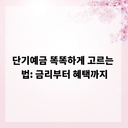 단기예금 똑똑하게 고르는 법: 금리부터 혜택까지