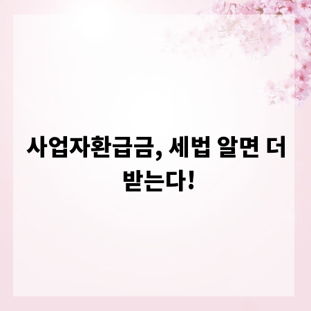 사업자환급금, 세법 알면 더 받는다!